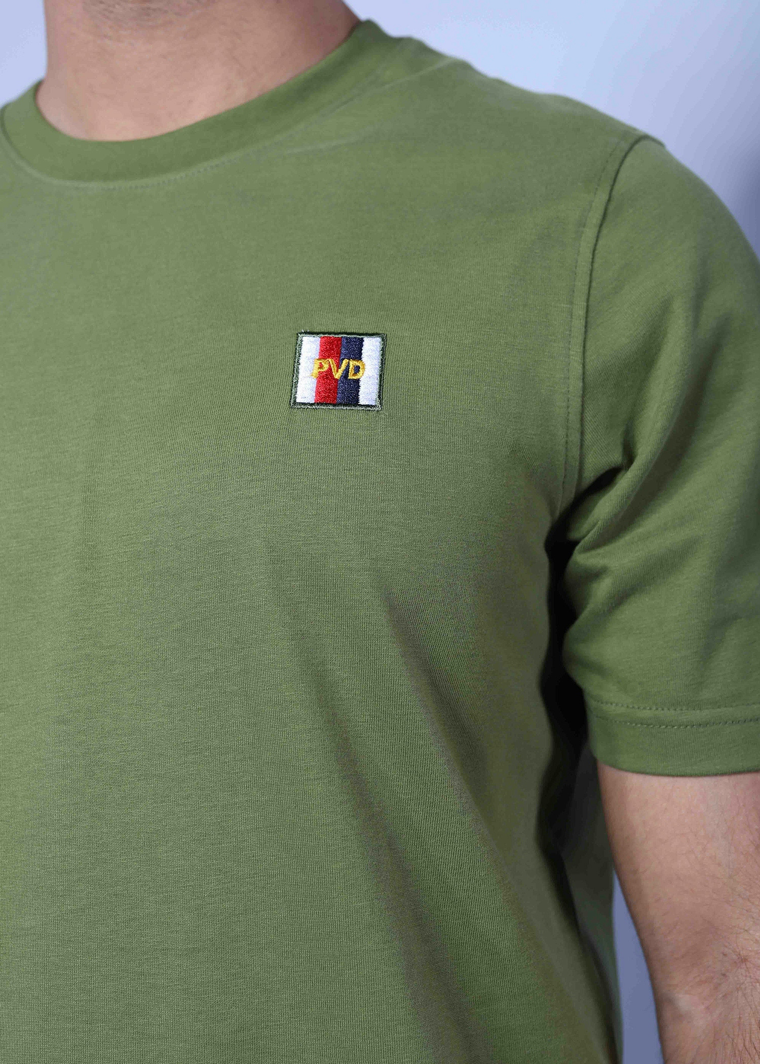 california t shirt olive color close front view