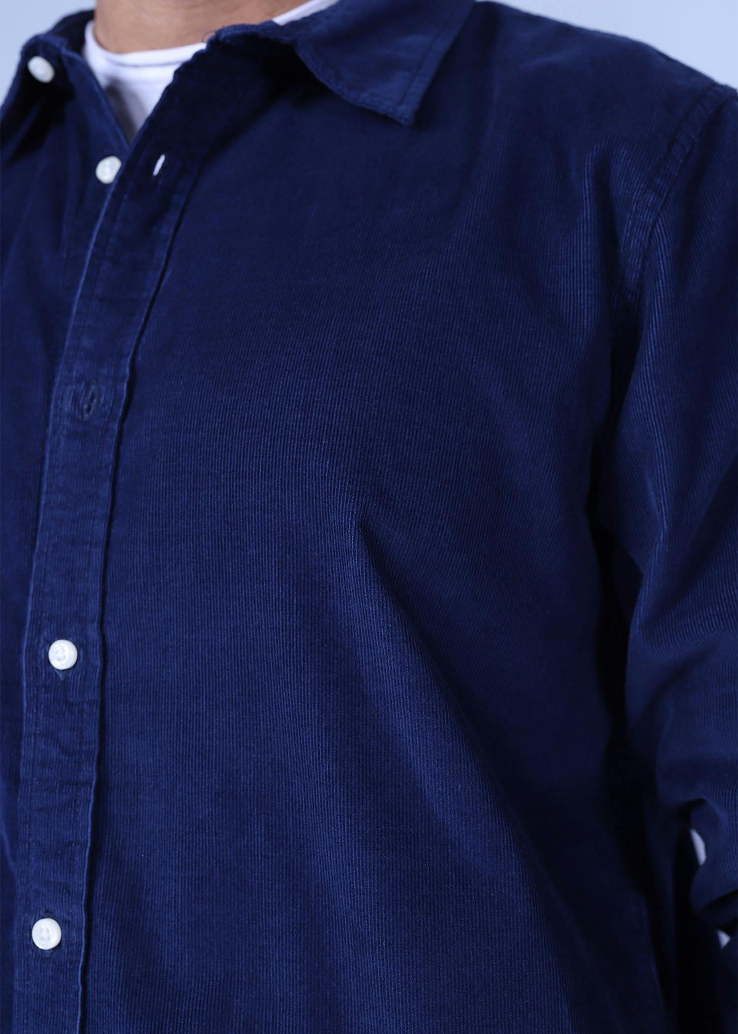 beijing i corduroy shirt navy color close front view