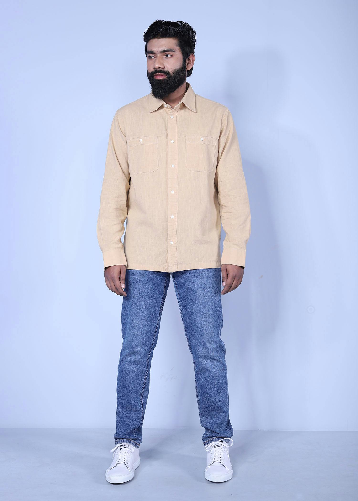 dhahran shirt beige color full front view