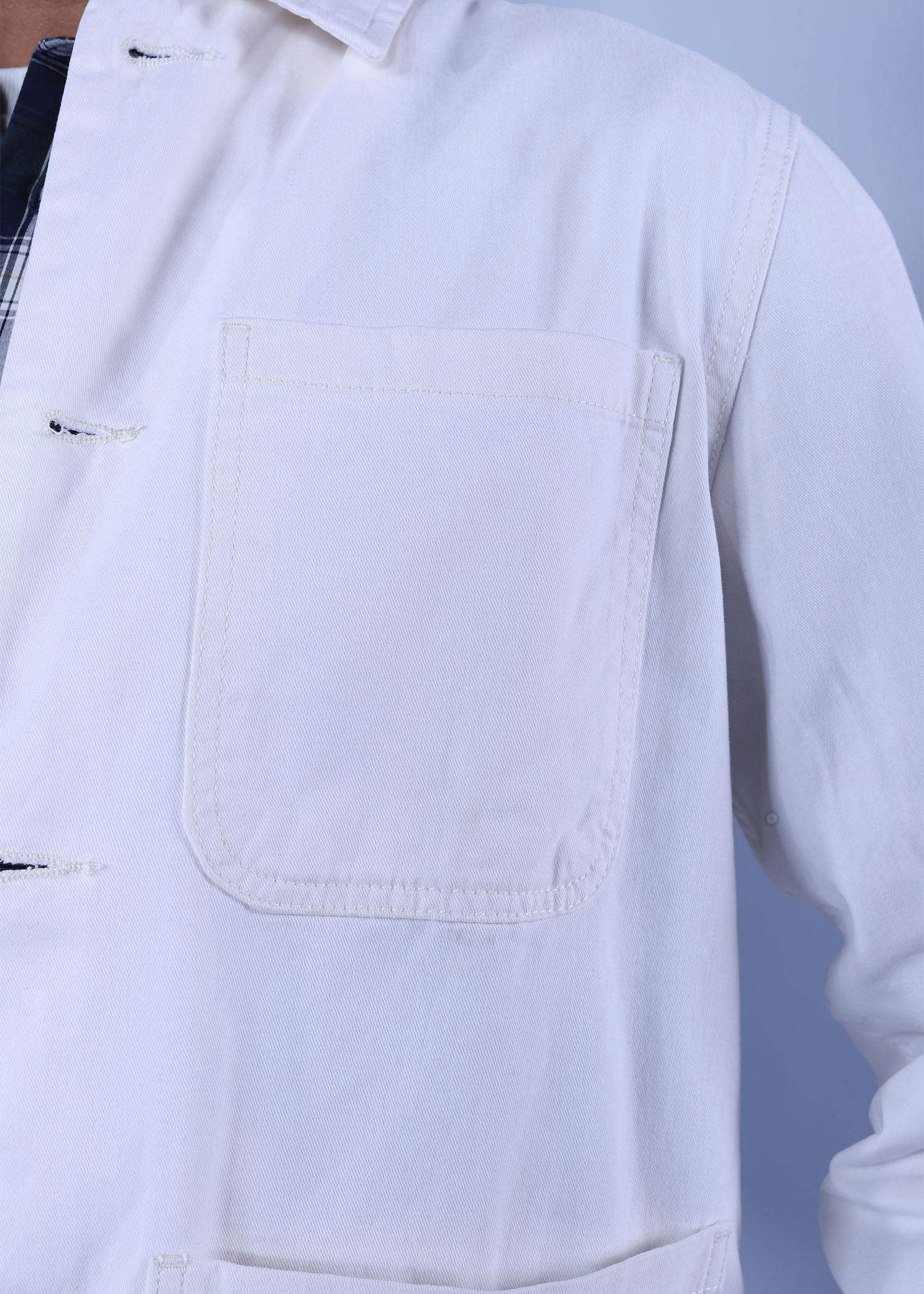 jay iv over shirt white color close front view