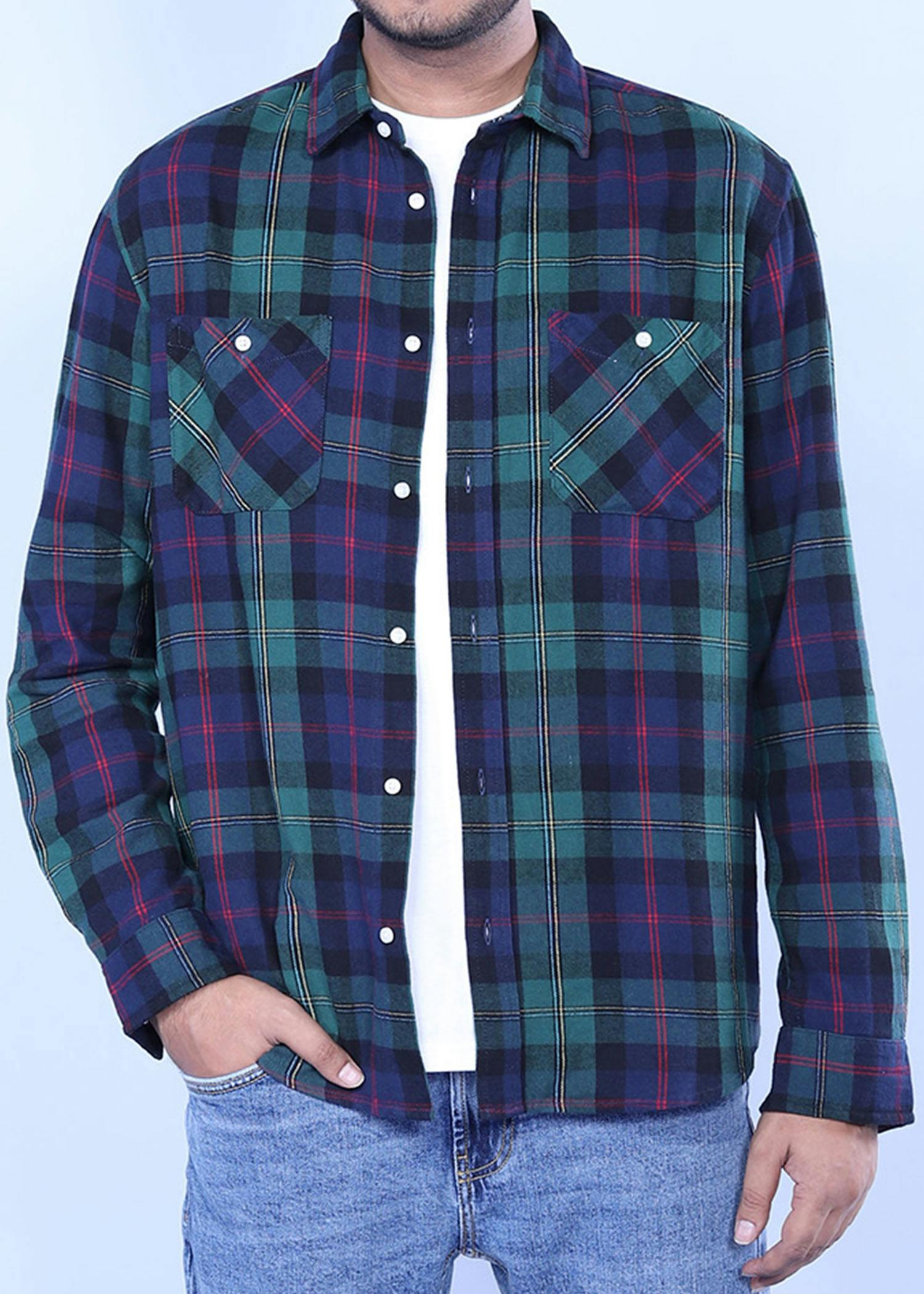 mersin ls flannel shirt green color headcropped