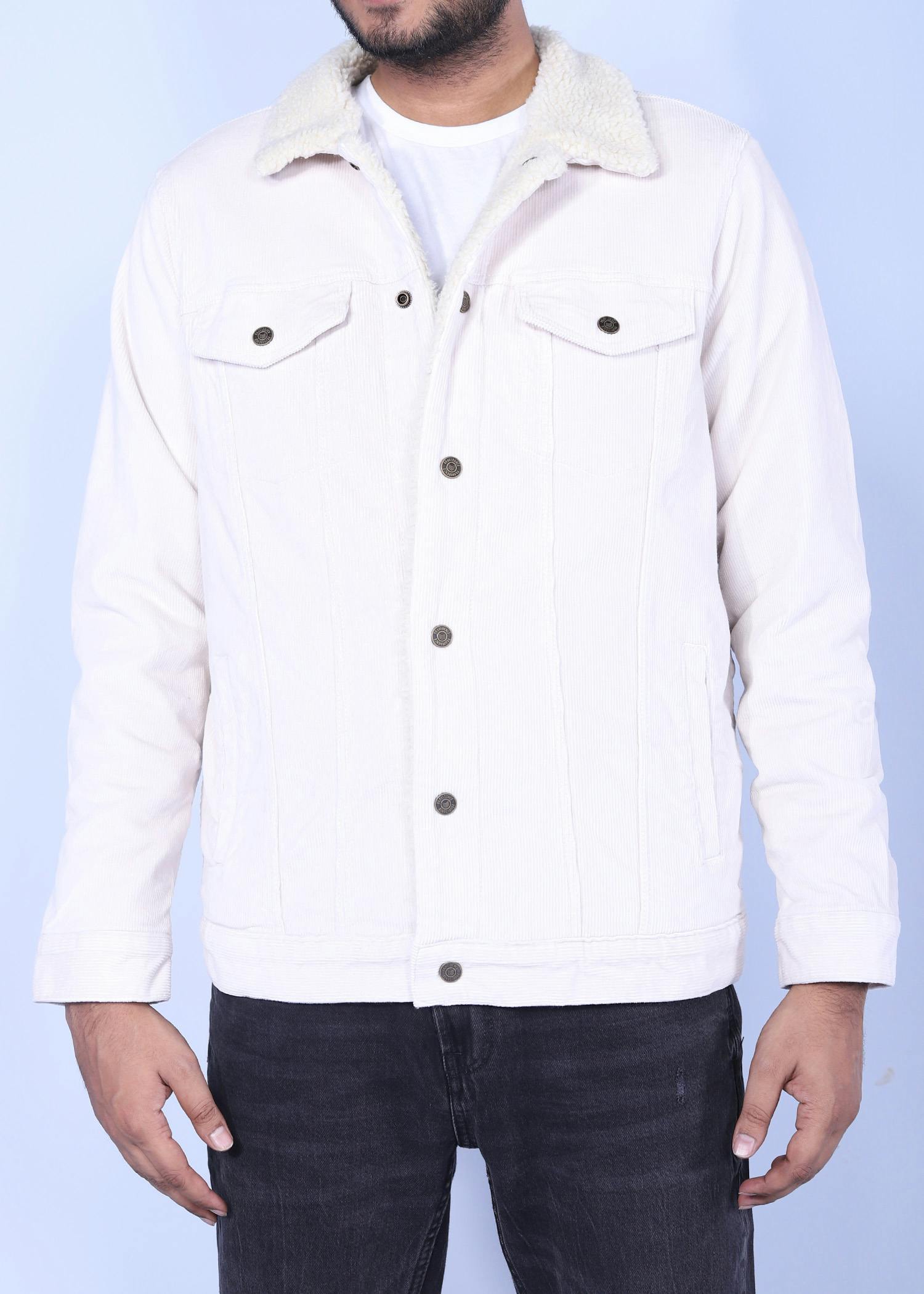 snipe sherpa jacket white color half front view