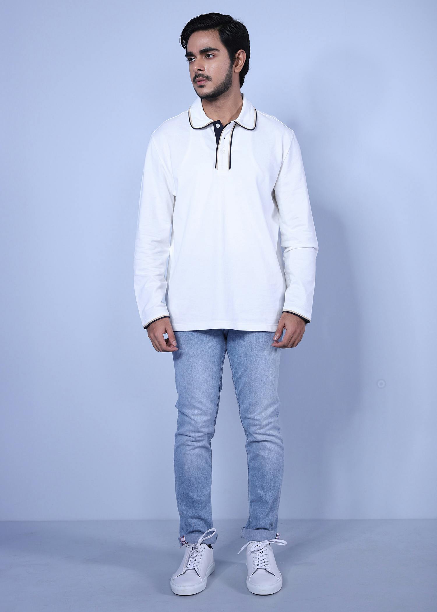 rome ls polo white color full front view
