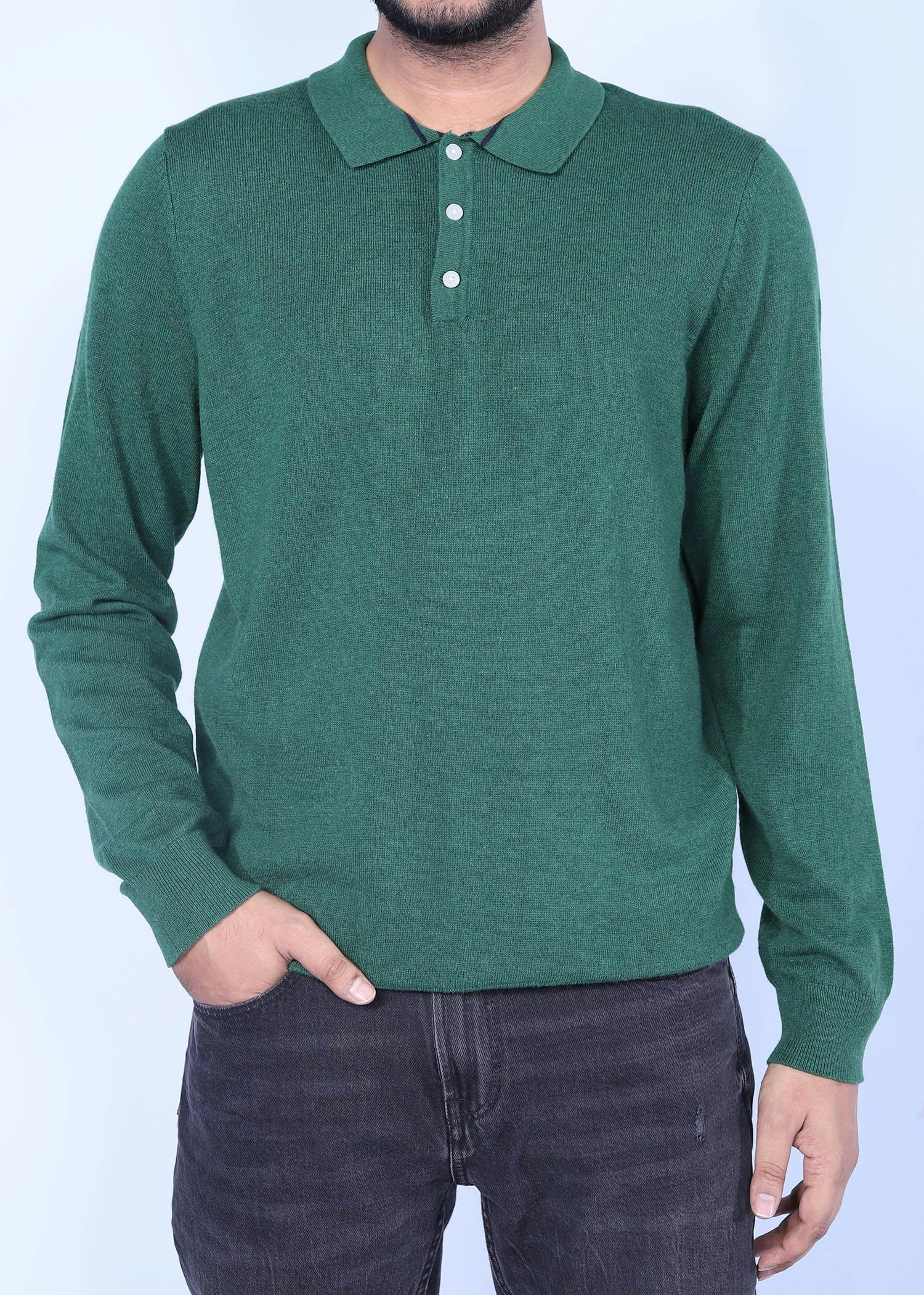 athens sweater green color half front view