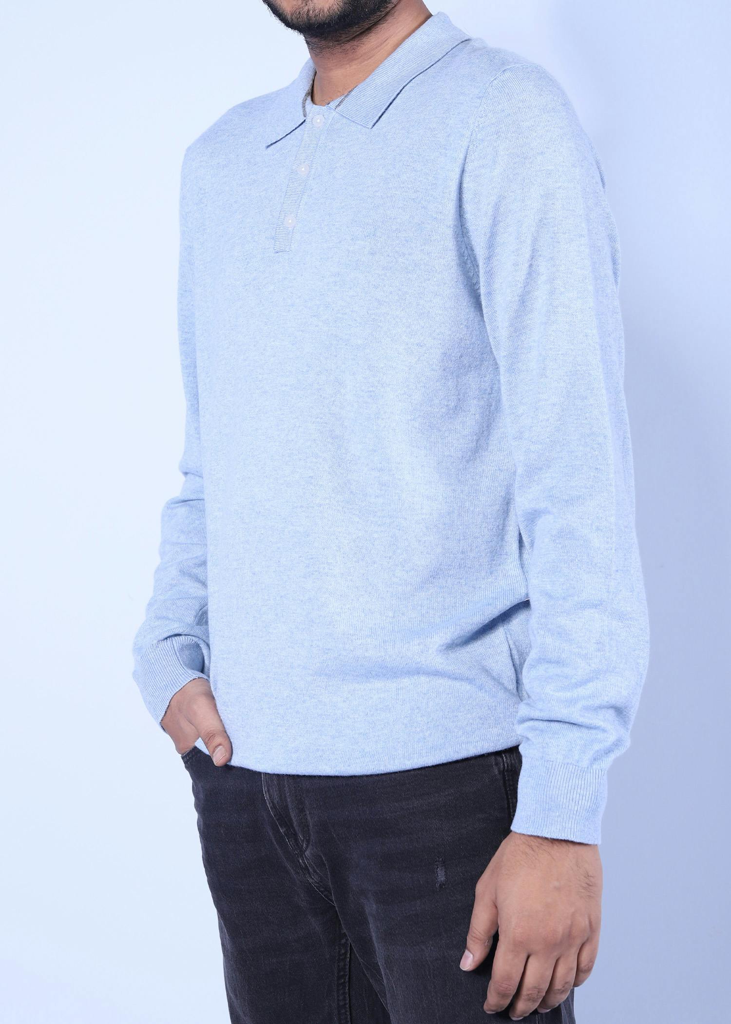 athens sweater sky blue color half side view
