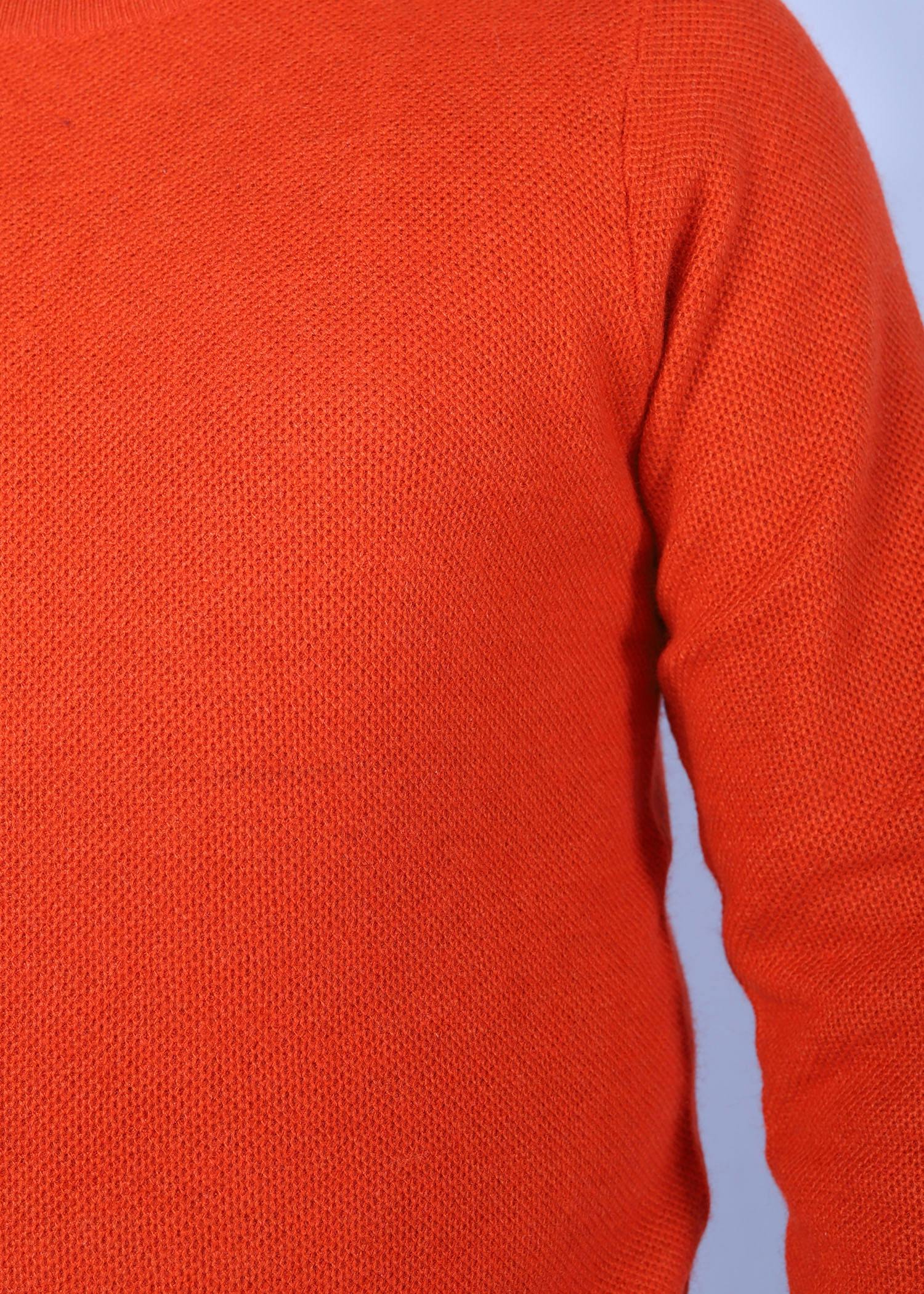 hillstar v sweater orange color close front view
