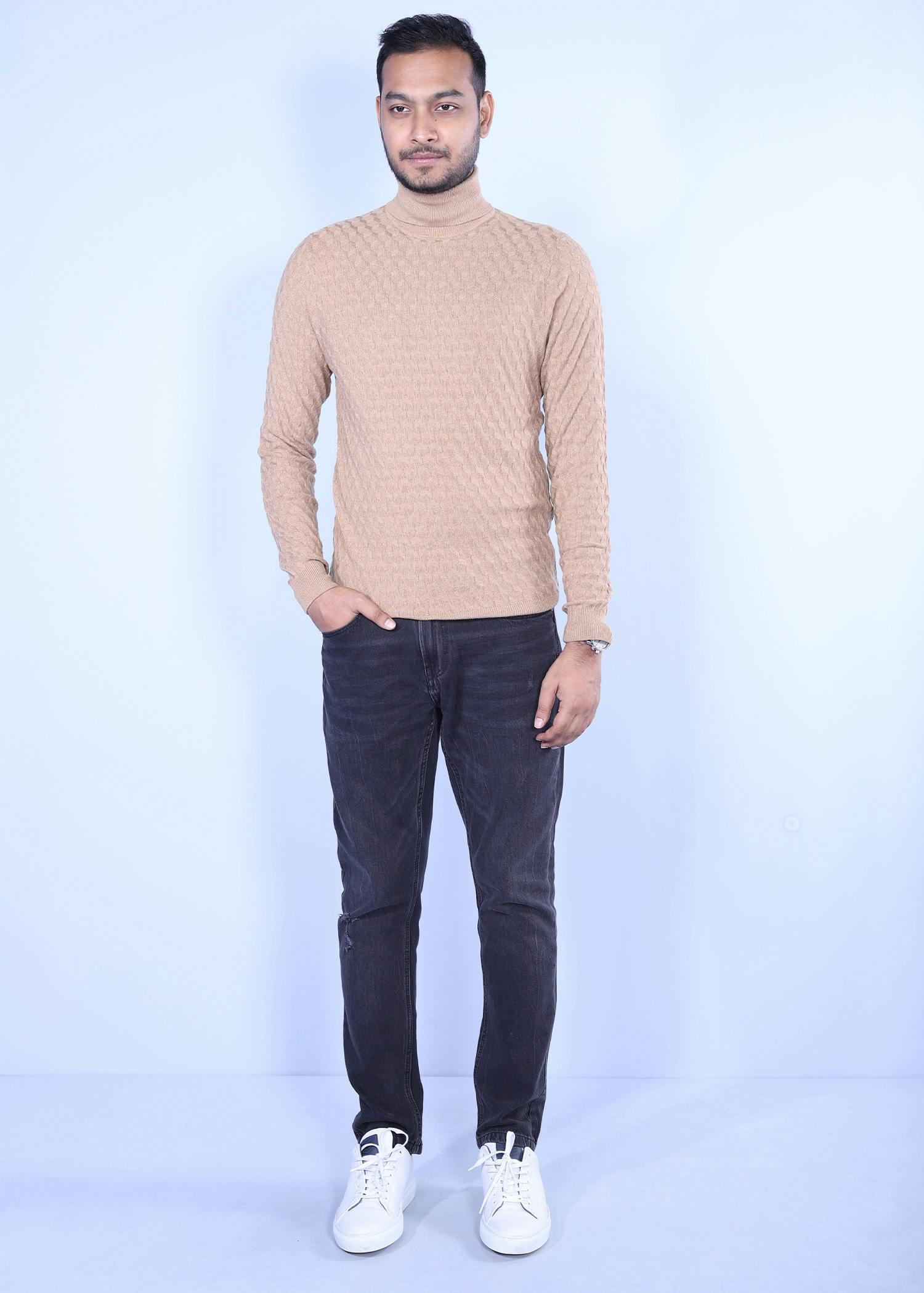 hornero ii sweater camel color full front view