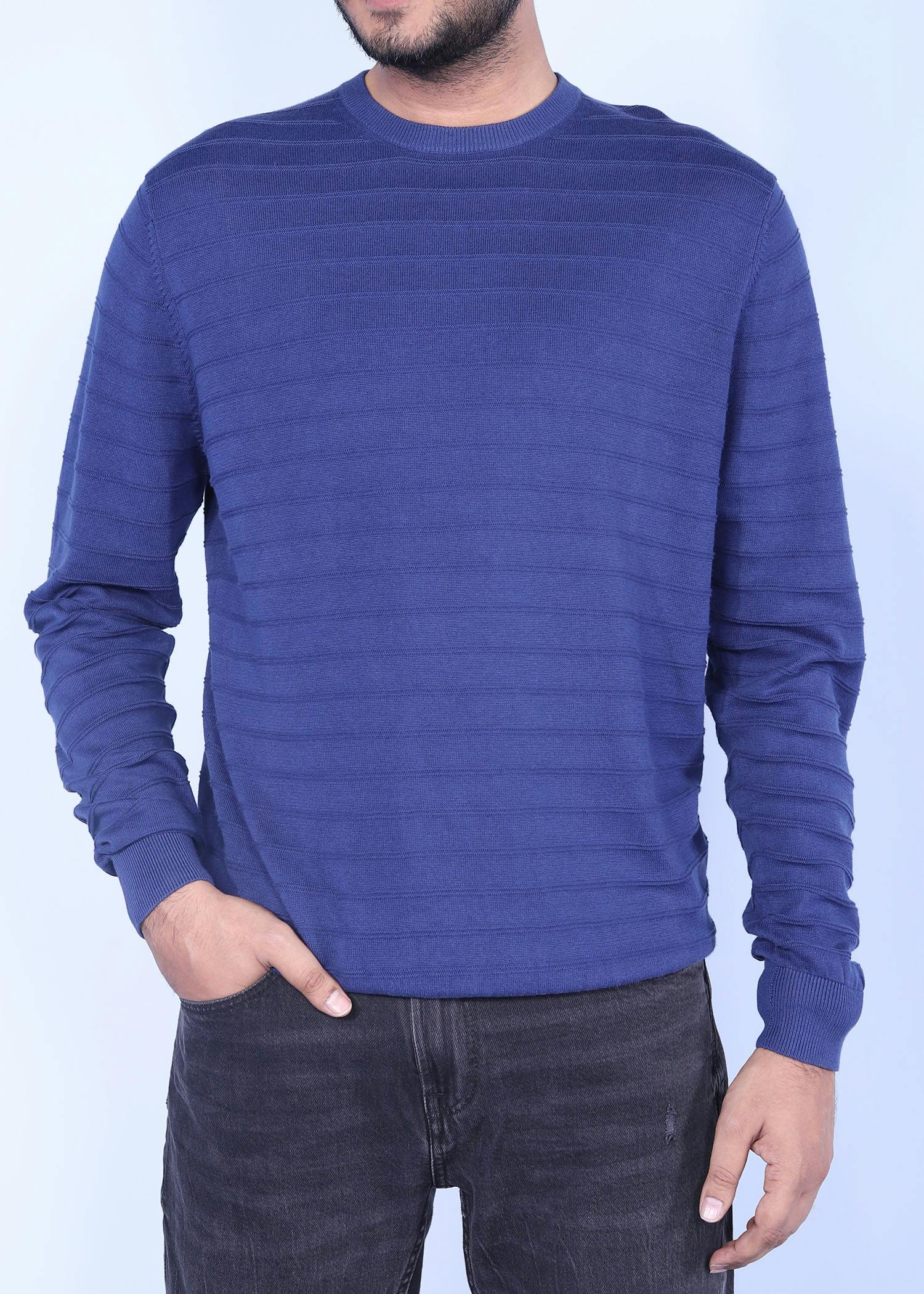 olibird sweater blue color half front view
