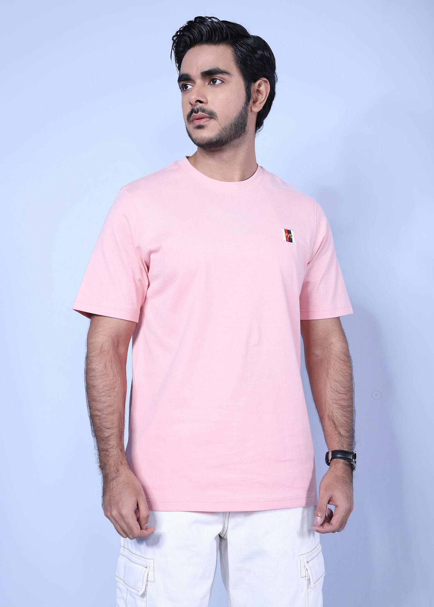 california t shirt baby pink color half front view