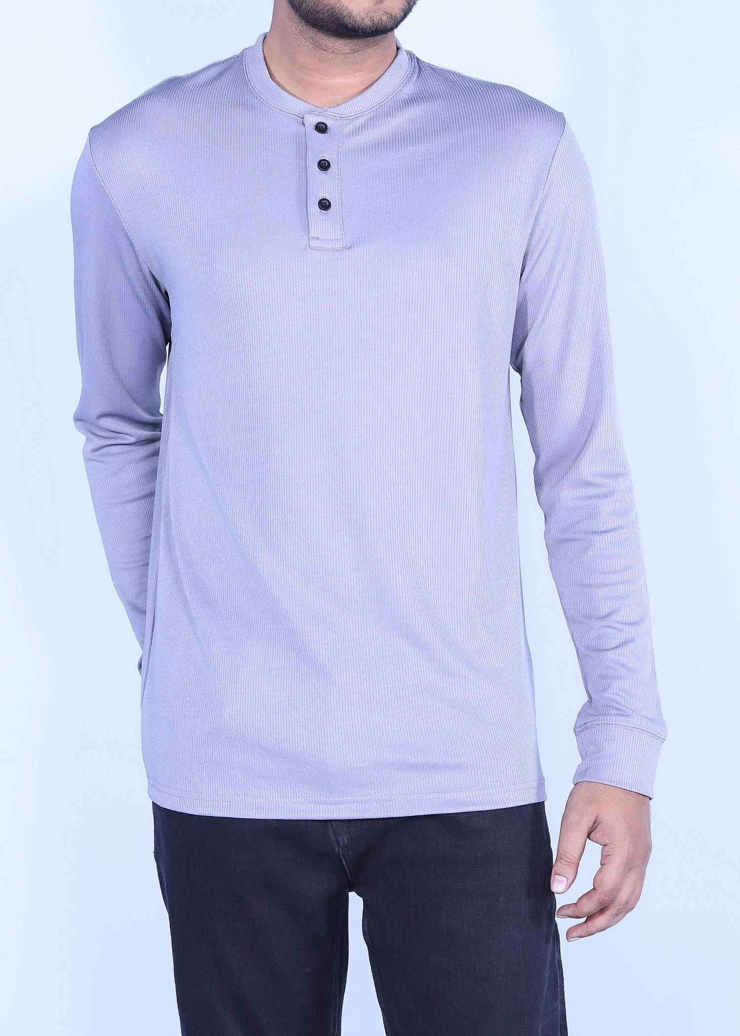 iwi henley ls t shirt grey color half front view