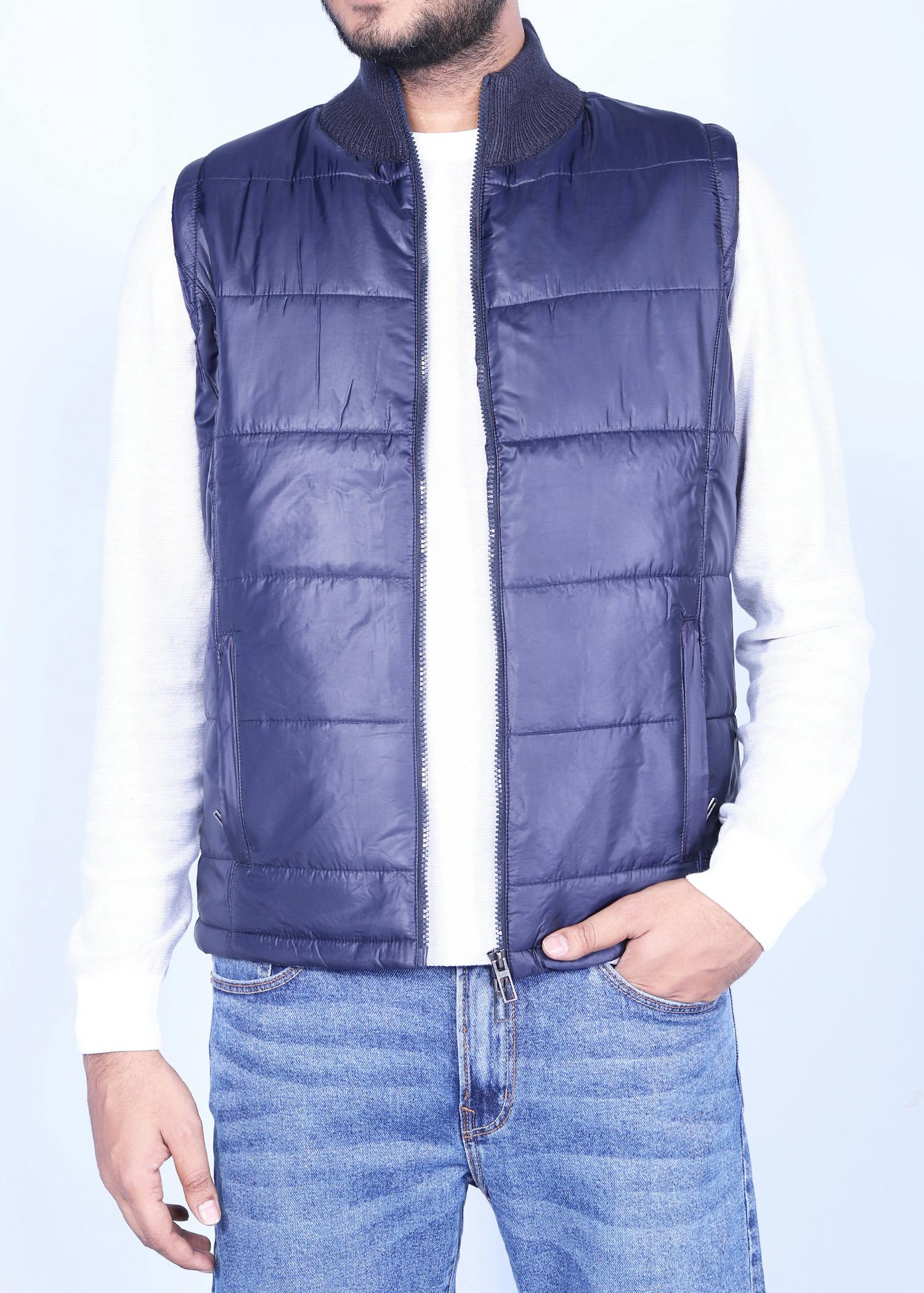 frogmouth vest navy color half front view