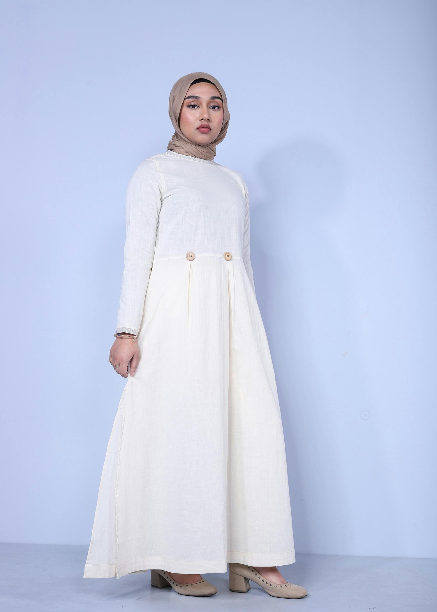thlaspi ladies long dress cream color full side view