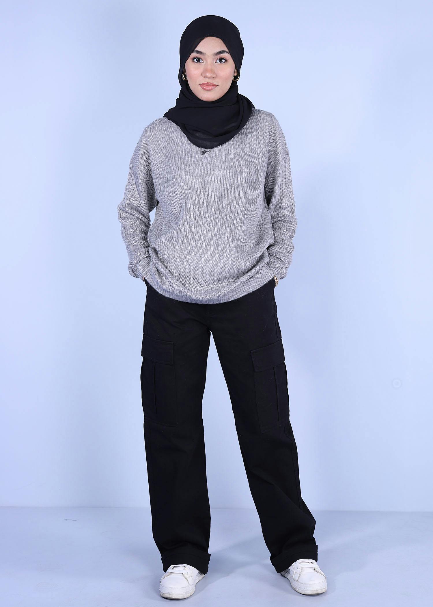 bugloss ladies sweater grey color full front view