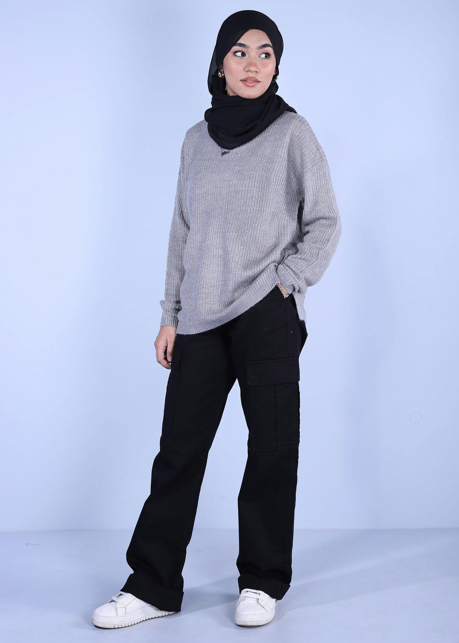 bugloss ladies sweater grey color full side view