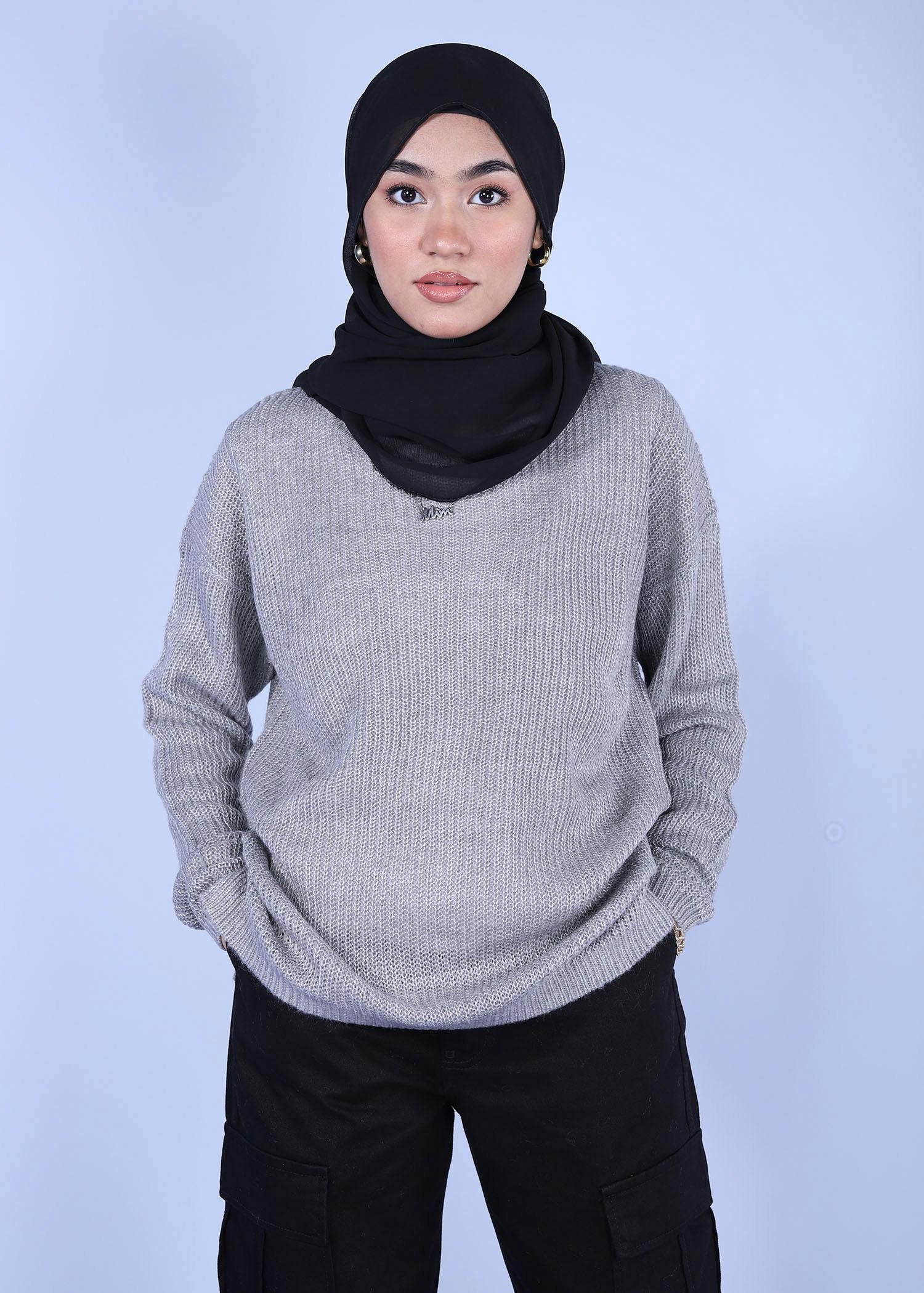 bugloss ladies sweater grey color half front view